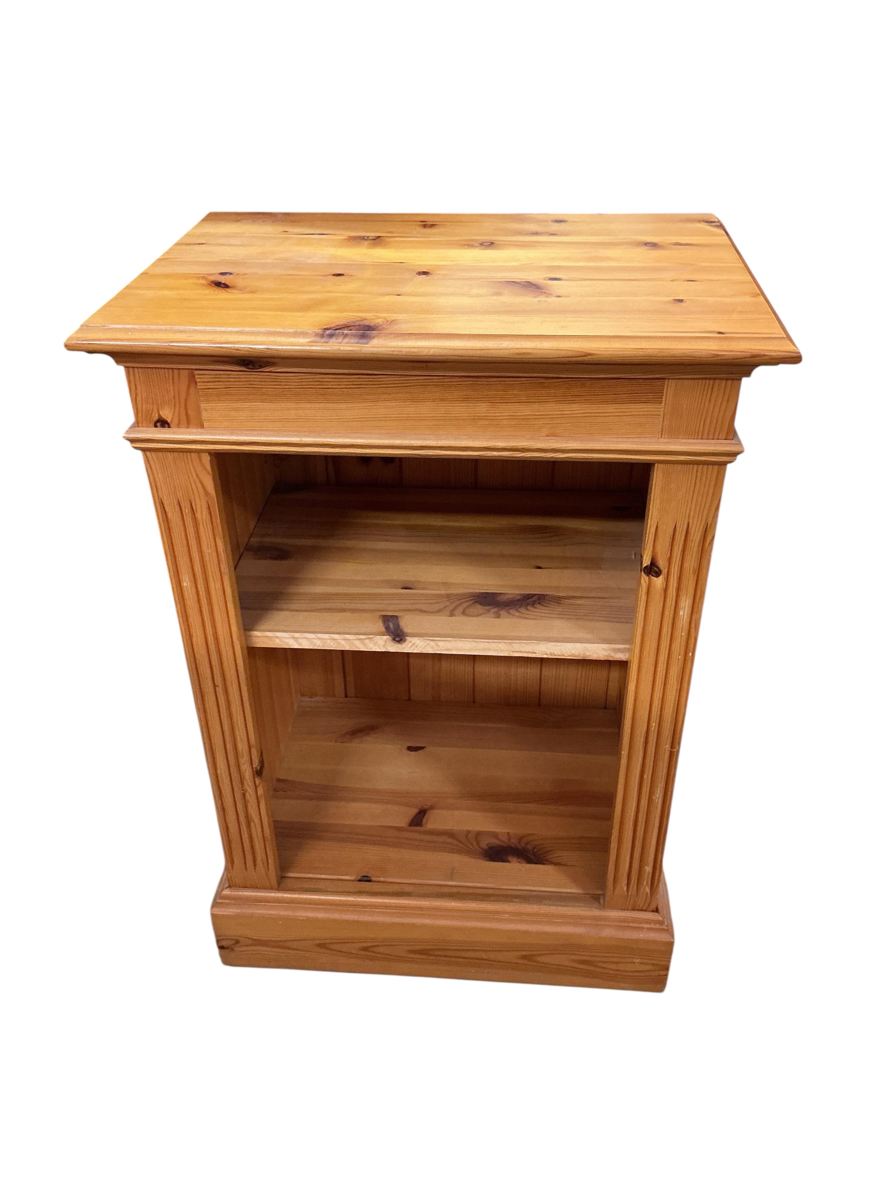 Two modern pine open bookcases, larger width 66cm, depth 35cm, height 138cm